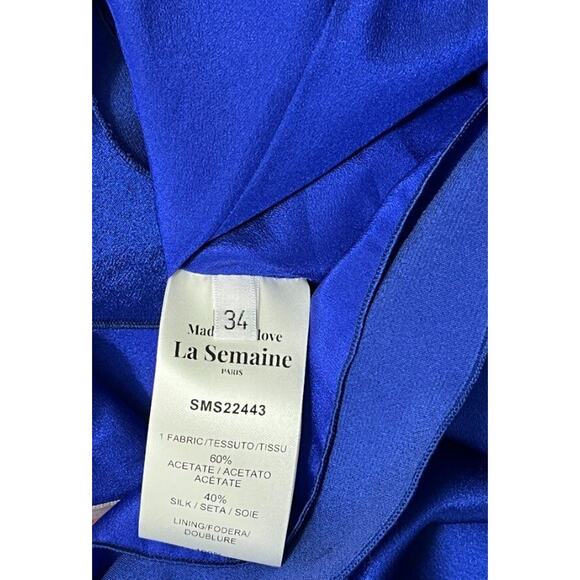LA SEMAINE Paris Sz 34 2 Blue Silk Blend Off Shoulder Mini Dress NWT - Picture 10 of 10